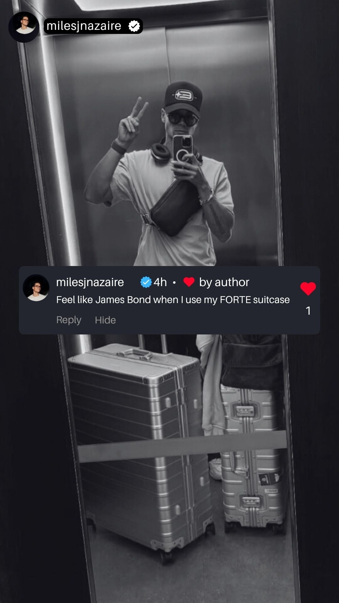 Miles Nazaire with his FORTE suitcase